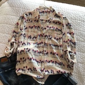 Palm tree sheer blouse